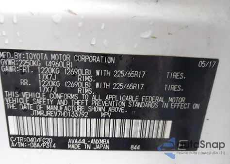 2017 Toyota Rav4 Hybrid Xle from USA, damaged, VIN JTMRJREV7HD133792